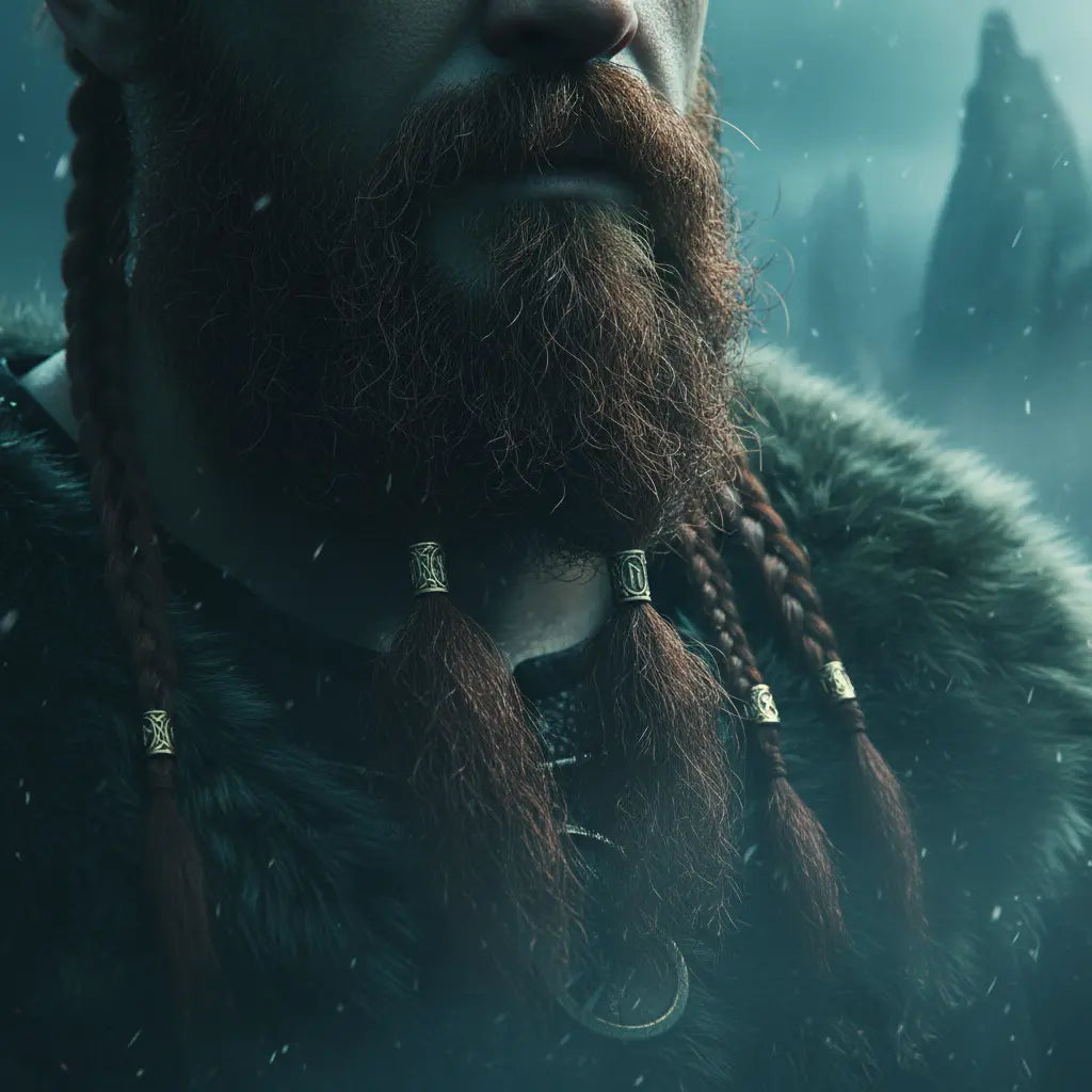 Viking Rune Beard Beads - Norse Hair & Beard Jewelry Set of 24 | Antique Metal - Frostmere