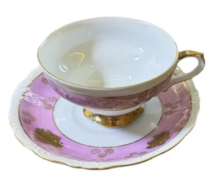 Vintage 1950s AACO Japan Teacup & Saucer – Pink Cherry Blossom Gold - Frostmere