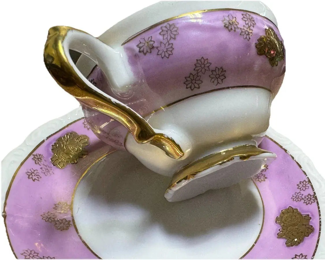 Vintage 1950s AACO Japan Teacup & Saucer – Pink Cherry Blossom Gold - Frostmere