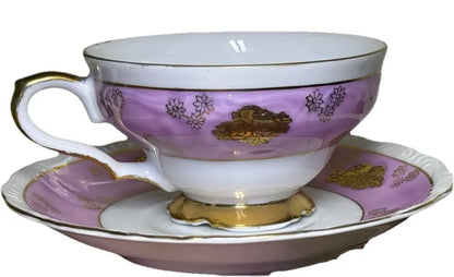 Vintage 1950s AACO Japan Teacup & Saucer – Pink Cherry Blossom Gold - Frostmere