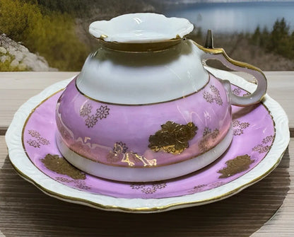 Vintage 1950s AACO Japan Teacup & Saucer – Pink Cherry Blossom Gold - Frostmere
