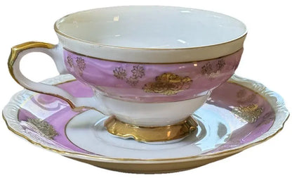 Vintage 1950s AACO Japan Teacup & Saucer – Pink Cherry Blossom Gold - Frostmere