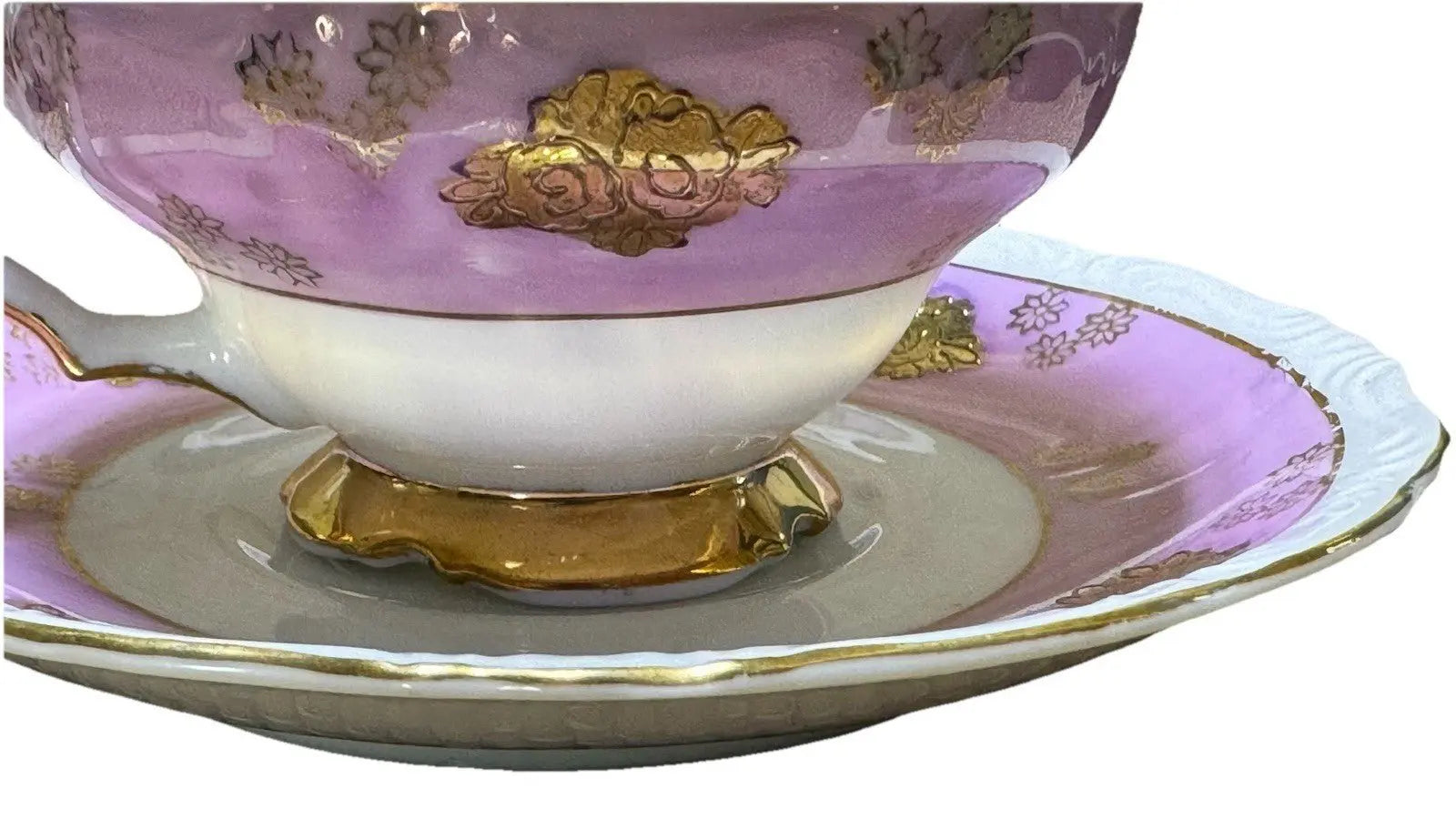Vintage 1950s AACO Japan Teacup & Saucer – Pink Cherry Blossom Gold - Frostmere