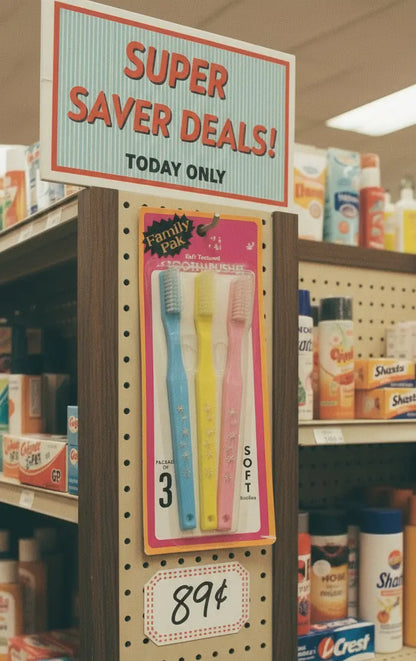 Vintage PMR Toothbrushes | 3 Pack | Unopened | Kmart Discont. 90s | Collectibles - Frostmere#original_value#